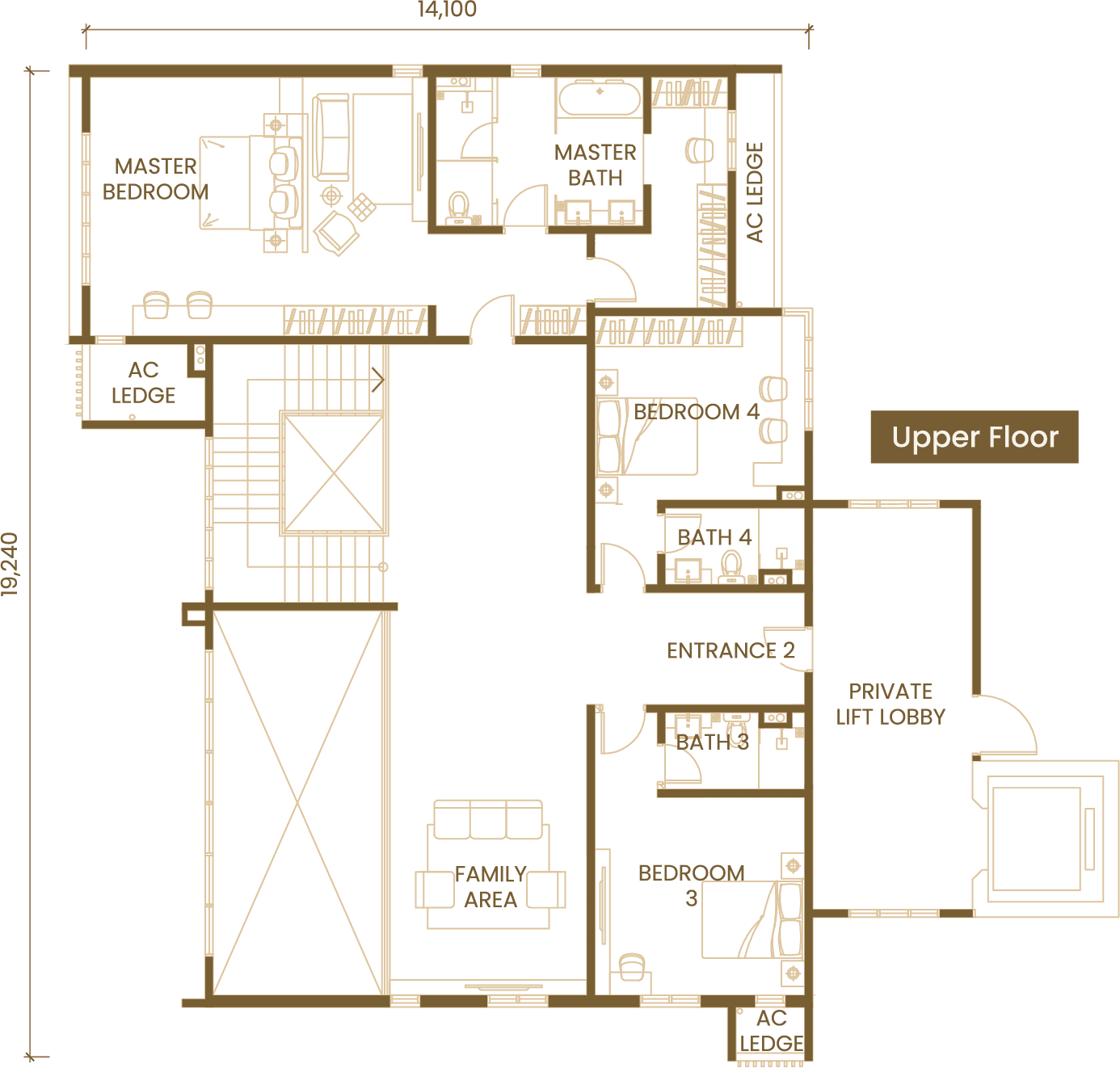 Type G upper floor plan